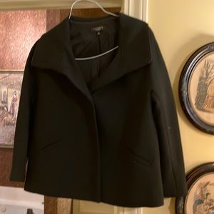 Black loose fitting jacket.